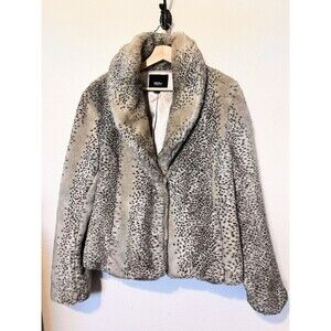 VTG Mossimo Animal Cheetah Print Faux Fur Cream Short Coat Jacket XL Boho Glam